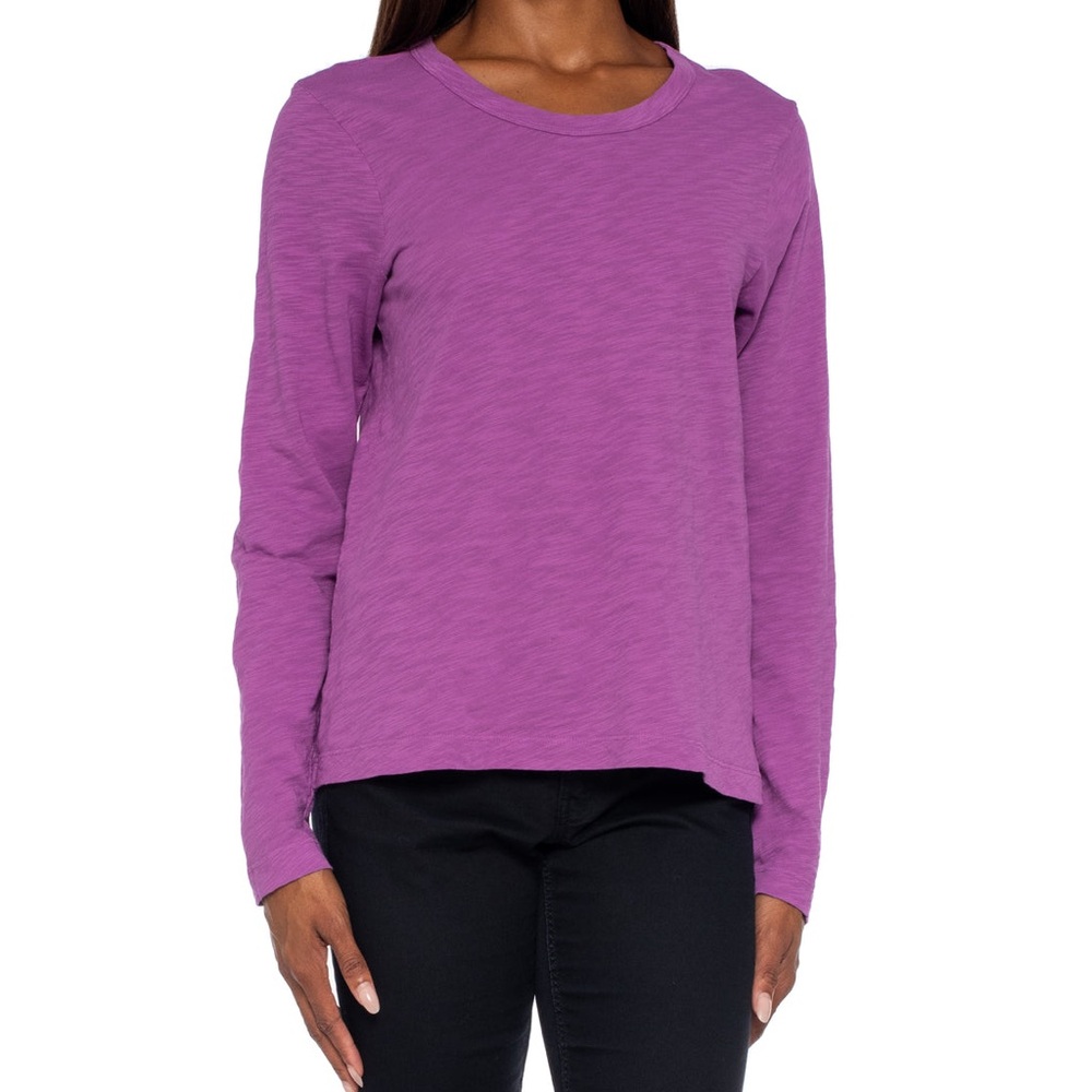 Wilt USA 100% Cotton Vibrant Purple Long Sleeve Crewneck Top